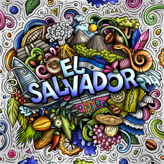 El Salvador cartoon doodle illustration. Funny local design.