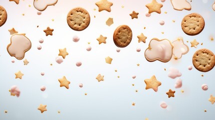 sugar flying cookies food illustration butter baking, homemade delicious, crunchy chewy sugar flying cookies food