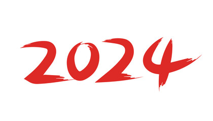 2024 new year red brush word vector - obrazy, fototapety, plakaty