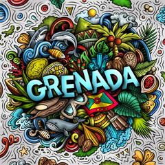 Grenada cartoon doodle illustration. Funny local design.