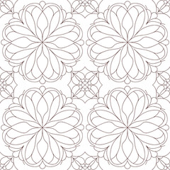 Vector Seamless Monochrome Floral Pattern. Hand Drawn Texturerative Flowers, Coloring Book