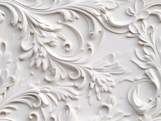 Seamless barocco scrollwork pattern venzel and whorl Royal vintage Victorian Gothic Rococo white background