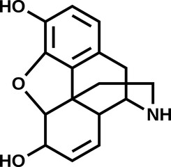 Normorphine structural formula, vector illustration 