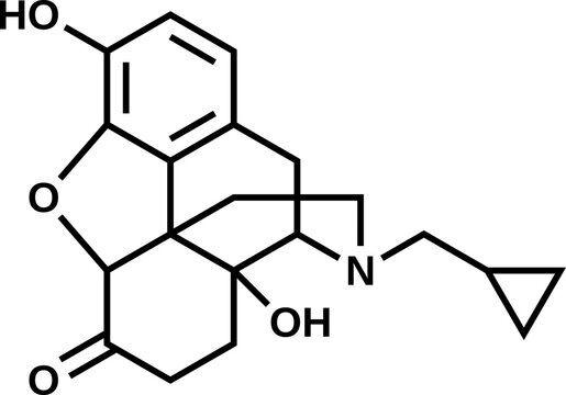 Naltrexone structural formula, vector illustration