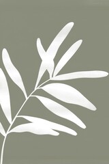 poster white silhouette of a branch with leaves on a gray-green background
