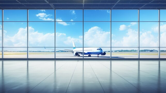 plane window airport background illustration sky view, city terminal, flight departure plane window airport background