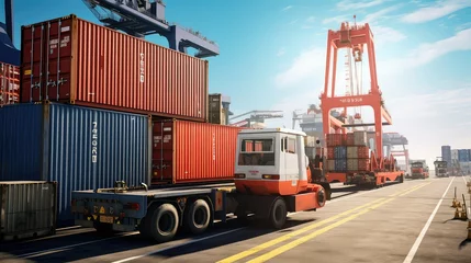 Foto op Canvas transportation terminal ship cargo illustration export freight, vessel dock, handling maritime transportation terminal ship cargo © vectorwin