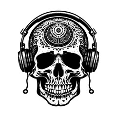 skull with headphone and crossbones