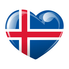 Obraz premium Flag of Iceland in the shape of a heart. Heart with flag of Iceland. 3d illustration, vector
