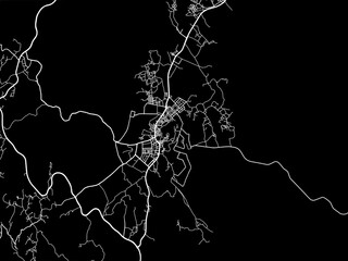 Vector road map of the city of Sabt Alalayah in the Kingdom of Saudi Arabia with white roads on a black background.