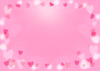 Pink valentine background illustration with flying hearts, love concept