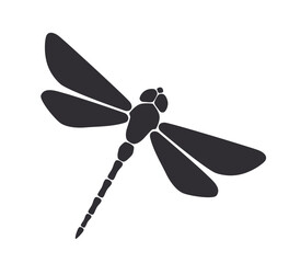 Dragonfly silhouette. Simple template with insects. Vector Illustration. Design element isolated white background