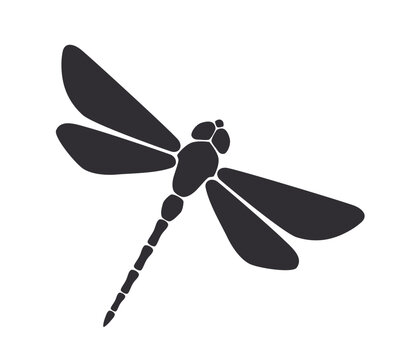 recommend clip art: Dragonfly silhouette. Simple template with insects. Vector Illustration. Design element isolated white background