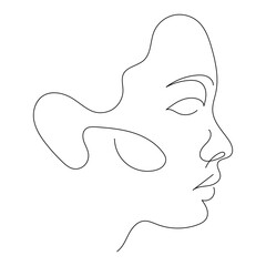 Abstract Face Line Art