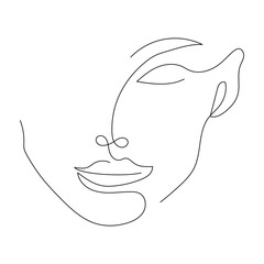 Abstract Face Line Art