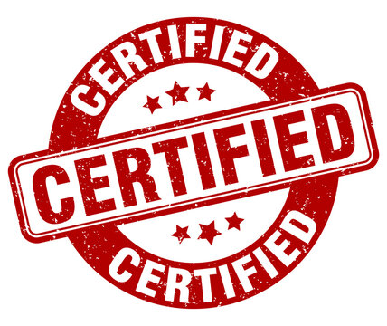 certified stamp. certified label. round grunge sign