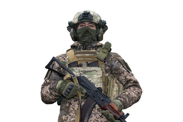 A ukrainian soldier isolated