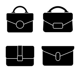 Handbag icon set. Modern trendy accessory, textile or leather briefcase in flat style isolated on white background. Vector illustration