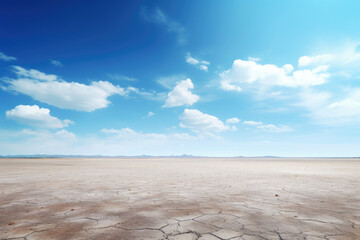 Empty floor with clean eyes view and beautiful blue cloudy sky background, Horizon landscape scene.