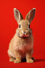 Obraz premium rabbit on a red background1