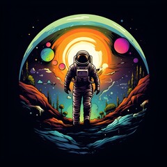 Astronaut on the background of the planet.