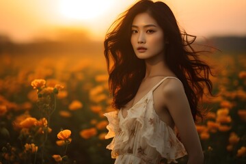 girl in the field of sunflowers