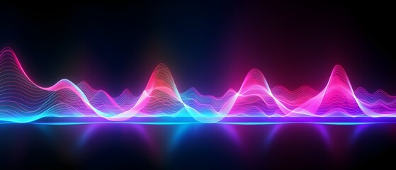 futuristic sound wave background, neon color lights