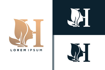 h letter logo design with beauty face concept idea