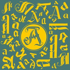 The letter a in different styles for the logo.