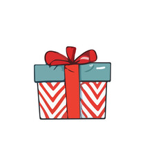 Gift vector illustration. Christmas New Year decoration box. Drawn in cartoon watercolor style isolated on a white background.