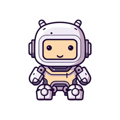 Cute robot cartoon character. Vector illustration in a flat style. animal robo pet mecha icon sci-fi character