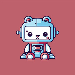 Cute robot cartoon character. Vector illustration in a flat style. animal robo pet mecha icon sci-fi character