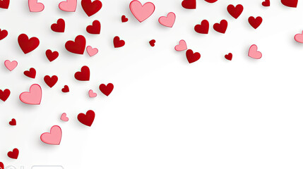 Valentine's Day concept, background full of hearts, white background, space for product placement