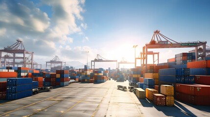 logistic import/export enterprise, an industrial container yard.