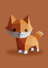 Cute Baby Fox Low Poly