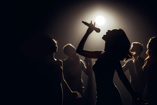 Silhouettes of pop singers and singer groups