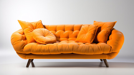 Generative AI. Yellow leather sofa 