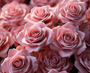 Generative AI. Many beautiful pink roses
