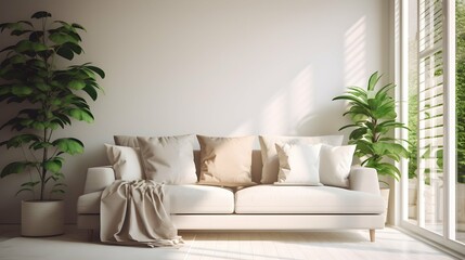 Fototapeta na wymiar beautiful cosy comfort home interior design close up pillow on sofa armchair daylight contemporary house beautiful living room design