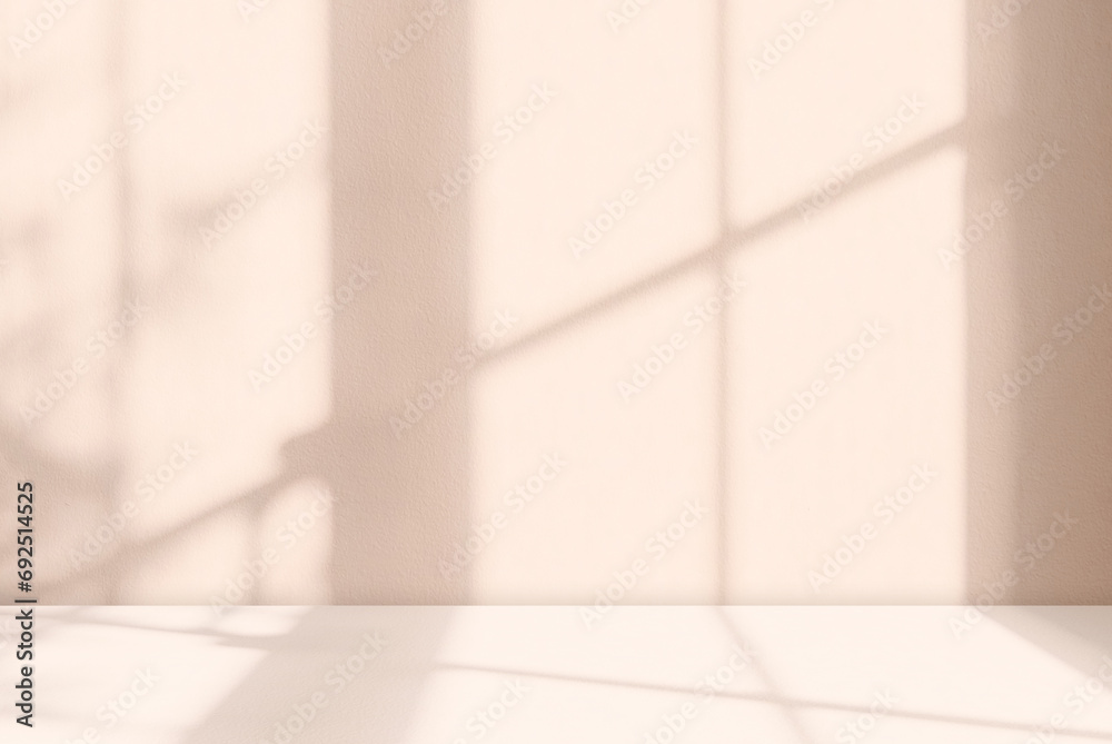 Poster background peach fuzz wall studio,spring,summer colour trend 2024,empty beige room background with l