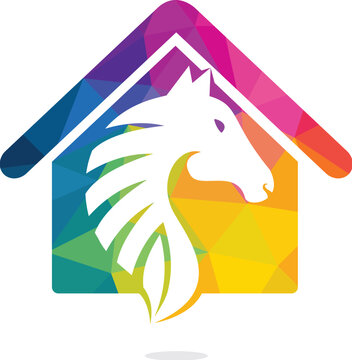 Horse and house logo design template. Creative horse and house icon design.