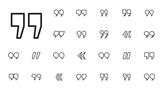 Quote marks vector abstract icon set. Quotation marks vector collection. Speech mark symbol. Vector illustration.