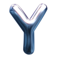 silver metal font letter y