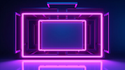 3d render abstract neon background with geometric