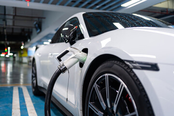 Naklejka premium car charging in power station