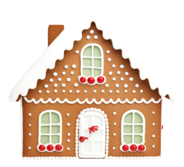 gingerbread house with snow