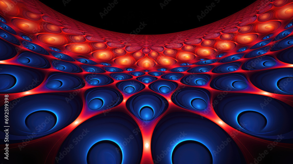 Sticker symmetrical blue and red fractal background