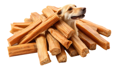 Dog Chews On Isolated Background