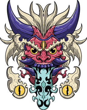 Oriental Oni Mask Vector Set