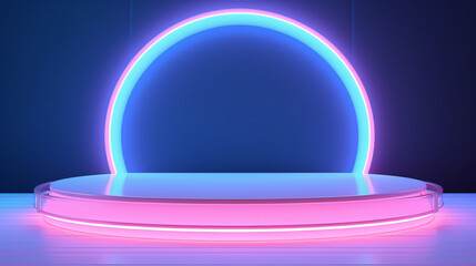 3d render abstract pink blue neon background